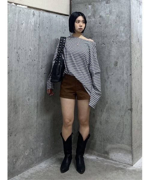SLY（スライ） tシャツ ASYMMETRY BORDER L/S TOPS アシンメトリー