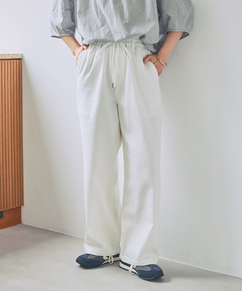 ジーンズ デニム デニムパンツ 「接触冷感」ひんやりイージーストレートパンツ「プチ・プラスサイズあり」 レディースの画像