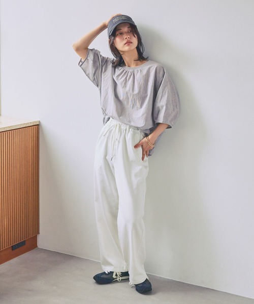 ジーンズ デニム デニムパンツ 「接触冷感」ひんやりイージーストレートパンツ「プチ・プラスサイズあり」 レディースの画像