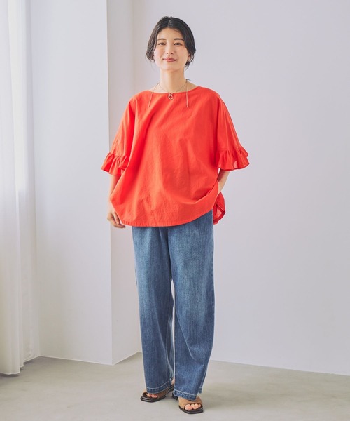 ジーンズ デニム デニムパンツ 「接触冷感」ひんやりイージーストレートパンツ「プチ・プラスサイズあり」 レディースの画像
