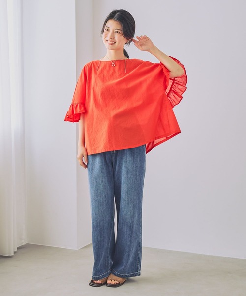 ジーンズ デニム デニムパンツ 「接触冷感」ひんやりイージーストレートパンツ「プチ・プラスサイズあり」 レディースの画像