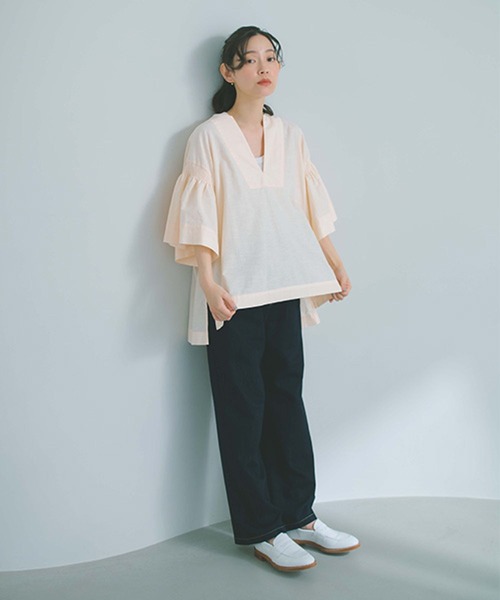 ジーンズ デニム デニムパンツ 「接触冷感」ひんやりイージーストレートパンツ「プチ・プラスサイズあり」 レディースの画像