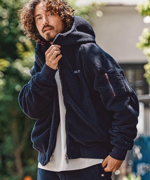 フード付きネイビーMA-1ジャケット felkod（フィルコッド） ma1 ma-1 mj11648- Barcode Embroidery Solid