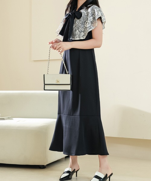 「Lace Ladies」 半袖ワンピース FREE グレー レディース_画像3