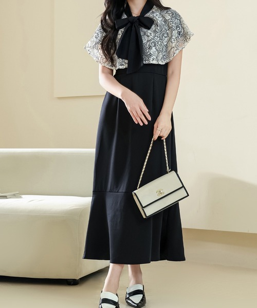 「Lace Ladies」 半袖ワンピース FREE グレー レディース_画像5