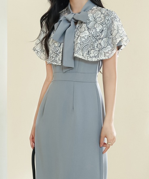 「Lace Ladies」 半袖ワンピース FREE グレー レディース_画像8