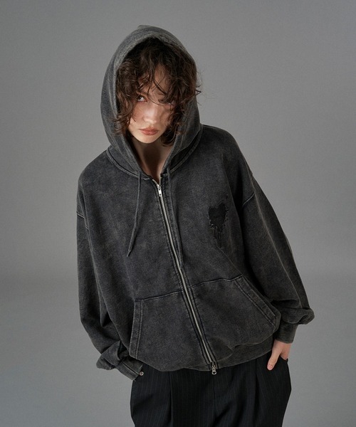 「ONCILY」 ジップアップパーカー LARGE ブラック メンズ_画像6