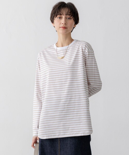 新品23区★【大好評素材/洗える】コットンベアジャージー ロング Tシャツ 23区｜【大好評素材/洗える】コットンベアジャージー ロング T