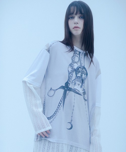 tシャツ A'GEM/9 × .kom「CLUTSTUDIO/クラットスタジオ」dripping chain layered t-shir/レイヤード