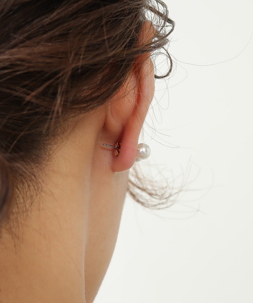 Kana ピアス 3連 アクリル パール ピアス スタッドピアス パーティー