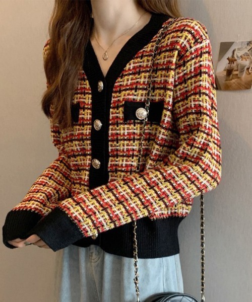 miniministore（ミニミニストア） カーディガン チェック柄 ニット