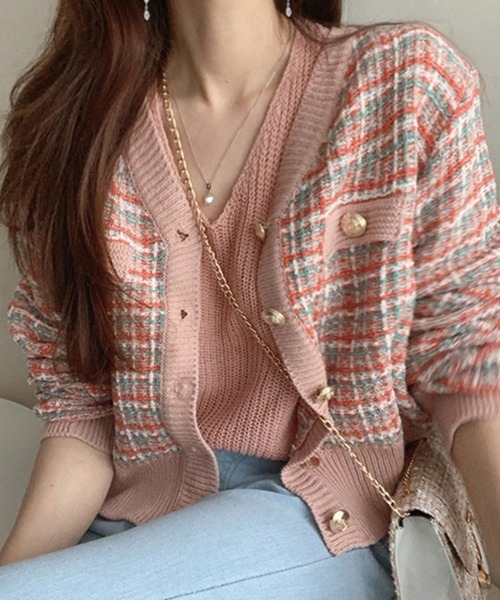 miniministore（ミニミニストア） カーディガン チェック柄 ニット