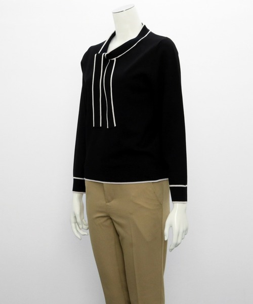 ニット セーター シンプルボウタイニットトップス レディース BRICK HOUSE by TOKYO SHIRT ニット セーター ボウタイ ニット