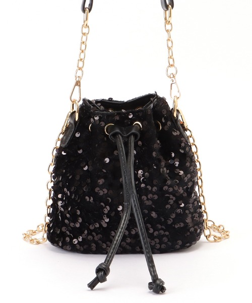 リップ スパンコール バッグ Lace Ladies ショルダーバッグ バッグ スパンコール 2WAY 巾着