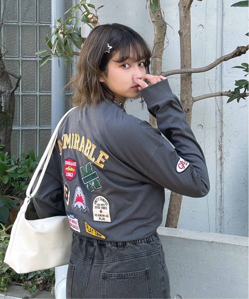 ワッペン刺繍カットソー AS KNOW AS（アズノゥアズ） tシャツ アソートワッペンロンT「UNISEX