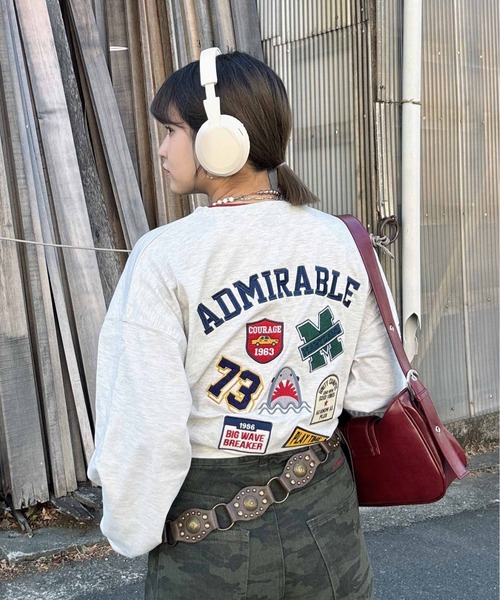 ワッペン刺繍カットソー AS KNOW AS（アズノゥアズ） tシャツ アソートワッペンロンT「UNISEX