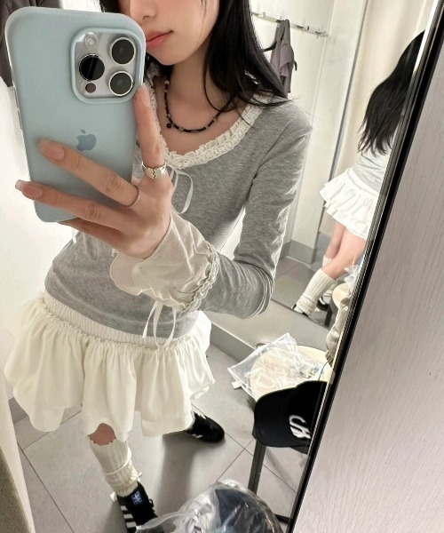 ALMO tシャツ フリル切替リボンカットソー(BQ) レディース : ZOZOTOWN