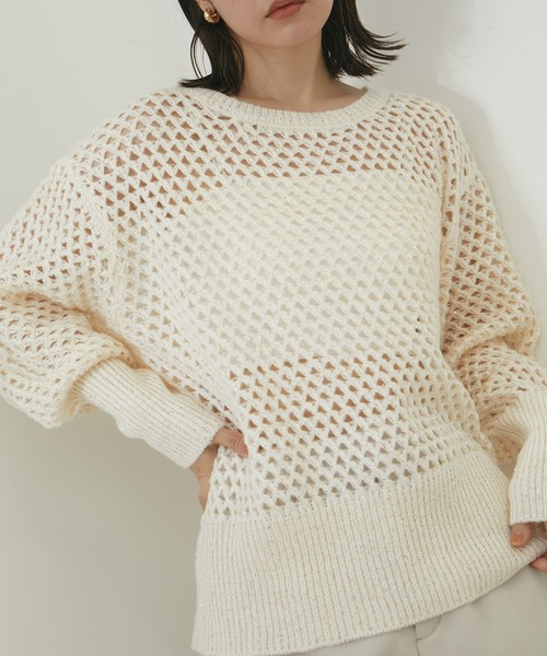 VIS（ビス） ニット セーター モヘアライクメッシュスパンコールニット