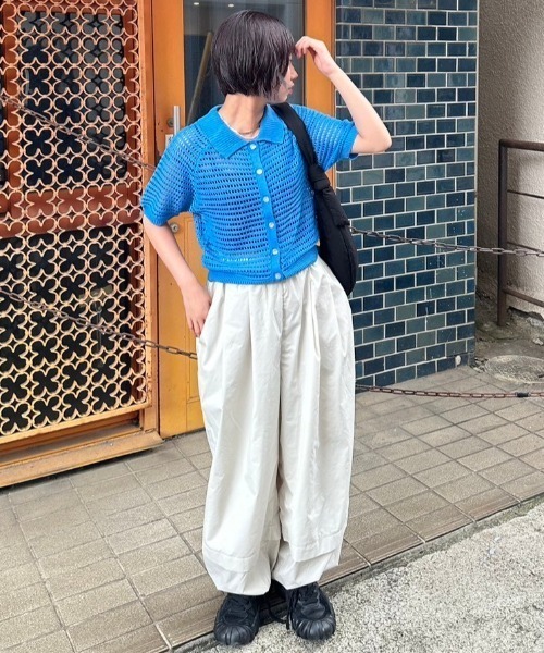 nemne（ネンネ） カーディガン 半袖 かぎ針編みニットカーディガン