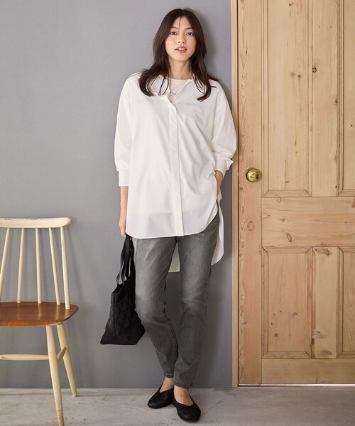 ANY ブラウス シャツ 「手洗い可能/抗菌防臭/UVカット/速乾」ロング