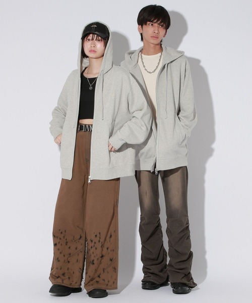 Anui パーカー 「UNISEX/3サイズ展開」ボクシーロゴZIPパーカー2
