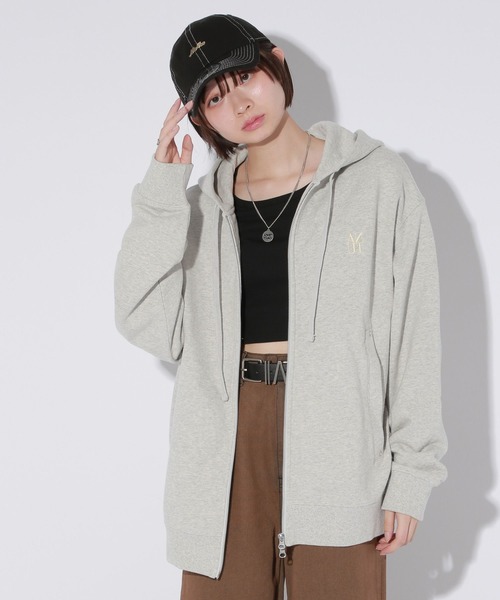 パーカー 「UNISEX/3サイズ展開」ボクシーロゴZIPパーカー2 レディース メンズ Anui パーカー 「UNISEX/3サイズ展開」ボクシーロゴZIPパーカー2