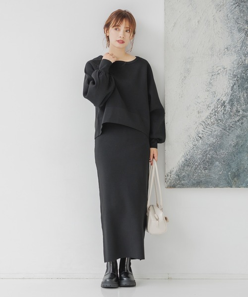 mysty woman スカート ソフトタッチナローニットスカート 152985