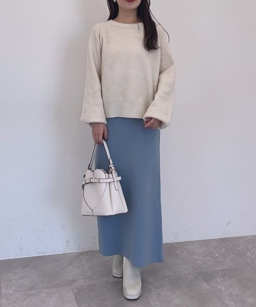 みどり ピンク mysty woman スカート ソフトタッチナローニットスカート 152985