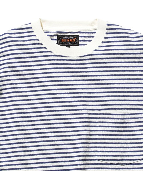 BEAMS+（ビームスプラス） tシャツ インレイ ストライプ ポケット T 