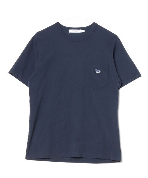 すぐ届く！◆メゾンキツネ◆Tシャツ ネイビー ユニセックス S MAISON KITSUNE 「Maison Kitsune」 半袖Tシャツ S ネイビー