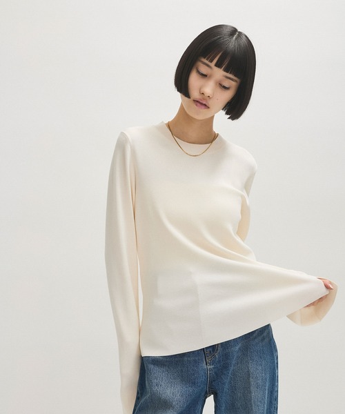tシャツ フルニードルクルーネックニットプルオーバー レディース