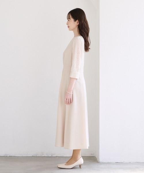 AIMER（エメ） ワンピース レース袖×ウエストタックフィット＆フレア