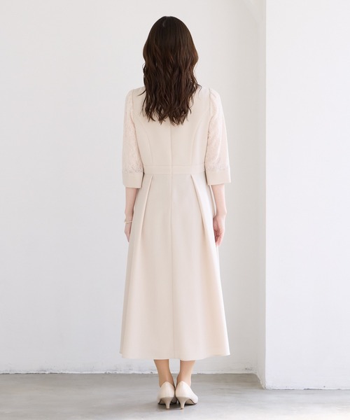 AIMER（エメ） ワンピース レース袖×ウエストタックフィット＆フレア