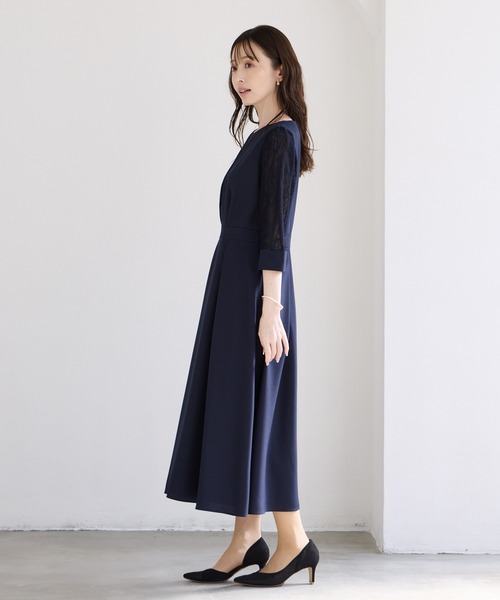 AIMER（エメ） ワンピース レース袖×ウエストタックフィット＆フレア