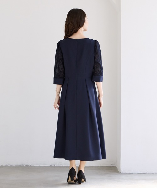 AIMER（エメ） ワンピース レース袖×ウエストタックフィット＆フレア