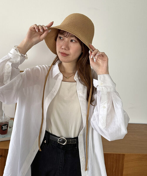 Discoat 帽子 キャップ バックオープン紐付きハット レディース