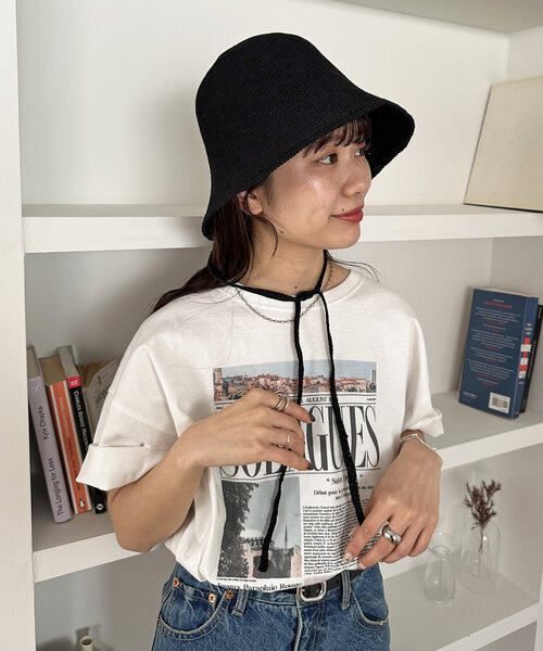 Discoat 帽子 キャップ バックオープン紐付きハット レディース