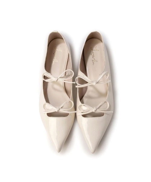 ☆新品☆Launa lea リボンフラットパンプス アイボリー Launa lea パンプス 「25春夏新作」ダブルリボンメリージェーン