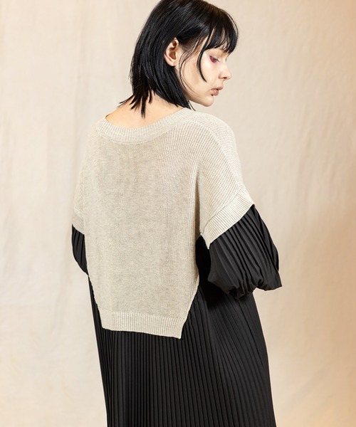 OSMOSIS ワンピース ニット切替プリーツワンピース : ZOZOTOWN