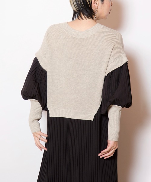 【 ⑅⃝TOTO】OSMOSIS プリーツパンツ & ニット切替ブラウス OSMOSIS ワンピース ニット切替プリーツワンピース : ZOZOTOWN