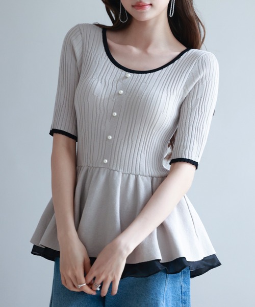 SAISON DE PAPILLON ニット セーター 異素材レイヤードニット