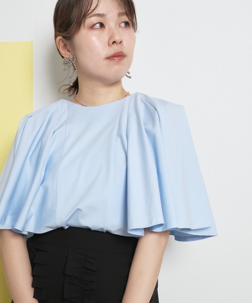 tシャツ ケープ風 裾ラウンドデザイン キレイ目カットソー Tシャツ レディース