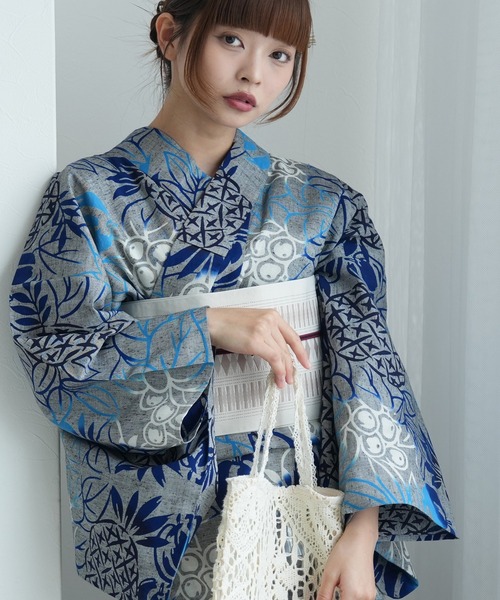 綿紬　注染　浴衣 utatane 浴衣 手染め注染浴衣3点セット utatane×注染工房 赤坂紬 上品