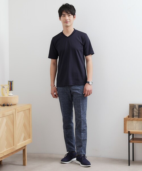 TAKEO KIKUCHI（タケオキクチ） tシャツ テーラードジャージ Vネック 