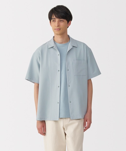 無印良品（MUJI） シャツ 半袖 紳士 風を通すストレッチサッカー