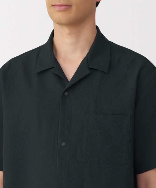 無印良品（MUJI） シャツ 紳士 風を通すストレッチサッカーオープン