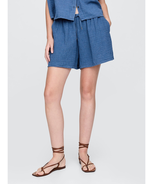 GAP パンツ クリンクルガーゼ デニム イージーショートパンツ