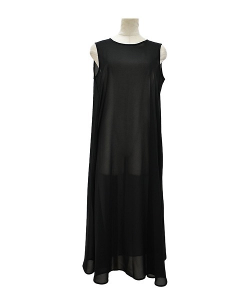 美品 René ノースリーブ ブラックワンピース 36 シフォンワンピース Reurie'（レウリィ） ワンピース 夏 「original」シフォンワンピース