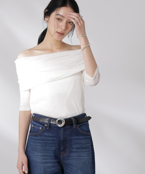 tシャツ オフショルダーシアートップス レディース