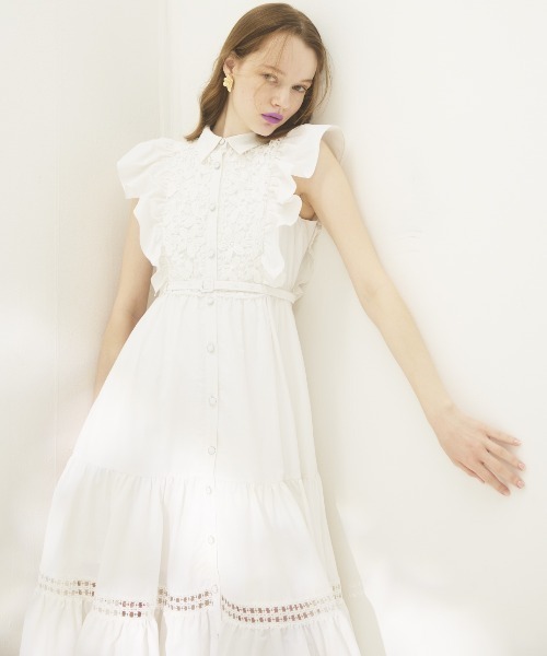 Coast* レース フリル ベルト シャツドレス コットンレースフリルシャツワンピース（ワンピース）｜AND